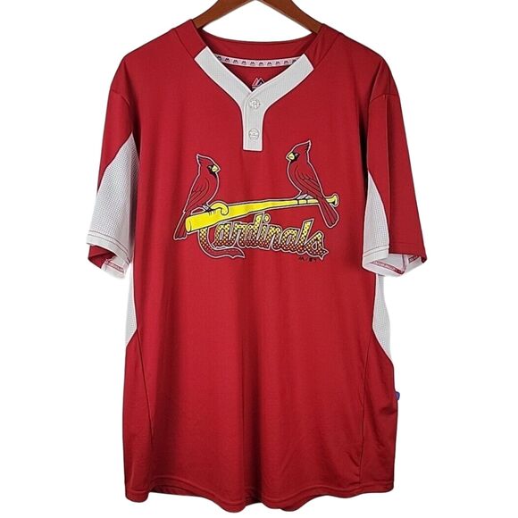 Majestic St Louis Cardinals Cool Base 2 Button Jersey Mens XL Shirt Blank MLB - Picture 1 of 14